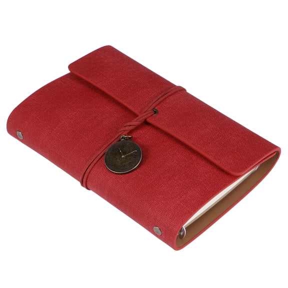 Zoyueyie Vintage Scrapbook Planner Creative Writing Notebook Travel Diary Notepad Stationery (A6 Red, Horizontal Version)
