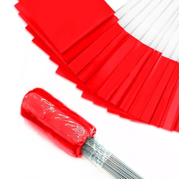 Zozen 100Pack Red Marking Flags, Writable | 15x4x5 Inch, Yard Flags for Lawn & Irrigation & Landscape & Sprinkler & Survey & Dog Training.