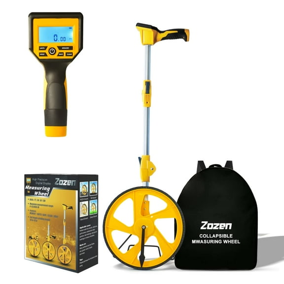 Zozen Measuring Wheel Digital Display, 3-Sections Foldable, Imperial/Metric Measure Wheel with Backlit Display | Up to 99,999Ft/ 99,999M | Kickstand to Keep Stand |Portable, Include Cloth Backpack.
