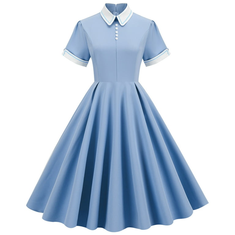 Zpanxa 1950's Dresses for Women Vintage, Contrast High Neck