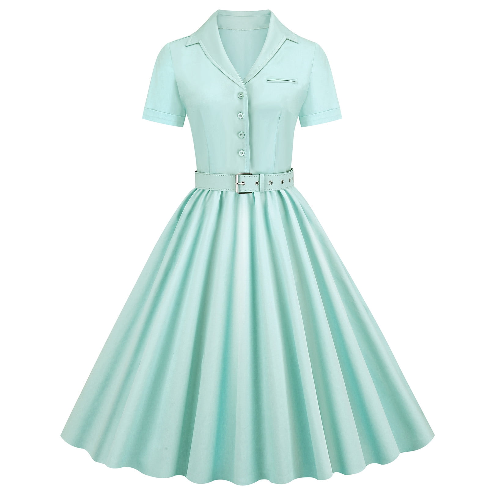 Zpanxa 1950's Dresses for Women Vintage, Solid Short Sleeve Shirt Medieval Vintage  Dress, Stretch Slim High Waist Swing Dress, Audrey Hepburn Style Party  Dresses Mint Green XL - Walmart.com