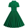 thumbnail image 1 of Zpanxa 1950's Dresses for Women Vintage, Solid Short Sleeve Shirt Medieval Vintage Dress, Stretch Slim High Waist Swing Dress, Audrey Hepburn Style Party Dresses Army Green XL, 1 of 7