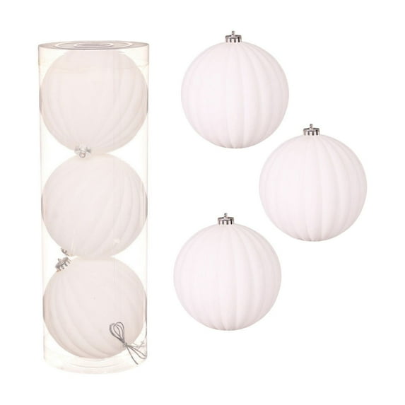 Zpanxa 3 PCS 5.91 Inch Pumpkin Themed Flocked Christmas Ball Ornaments Jumbo Size Shatterproof Hanging Decorations for Xmas Tree Home Party Festive Gift Set