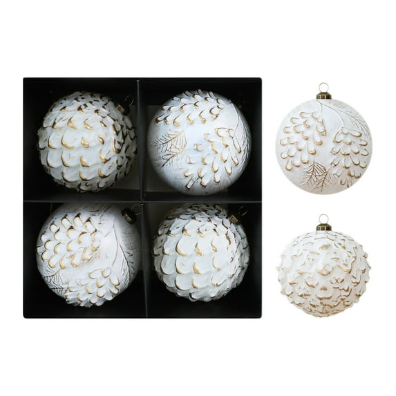 Zpanxa 4 PCS 3.94 Inch Jumbo Shatterproof Christmas Ball Ornaments Boxed Set Hanging Decorations for Xmas Tree Home Party Festive Decor