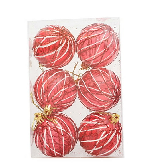 Zpanxa 6 PCS 2.36 Inch Textured Mesh Christmas Ball Ornaments Hand Painted Shatterproof Hanging Decorations for Xmas Tree Home Party Festive Decor