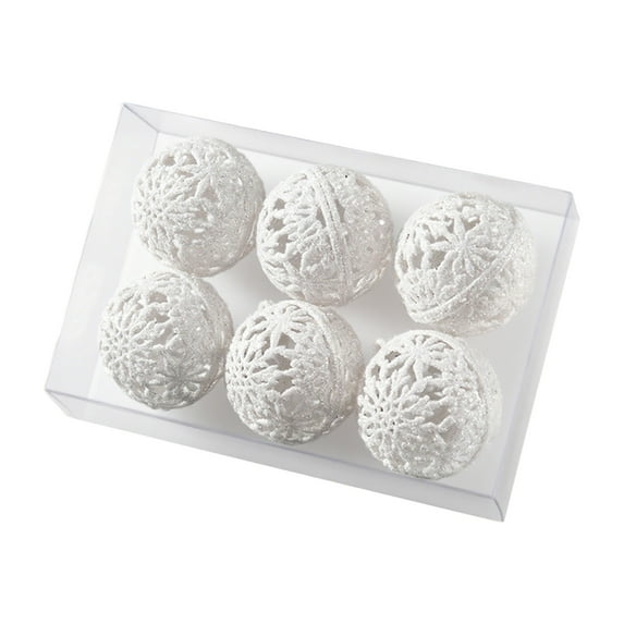 Zpanxa 6 PCS 3.15 Inch Golden Filigree Christmas Ball Ornaments Gift Boxed Set Delicate Cutout Design Shatterproof Hanging Decorations for Xmas Tree Home Party Festive Decor