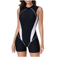thumbnail image 1 of Zpanxa Active Wear Swimsuit for Women One Piece Zip Front Jumpsuit Color Block Surf Style Slim Fit Athletic, 1 of 8