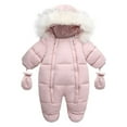 thumbnail image 1 of Zpanxa Baby Boys Girls Rompers, Infants Pure Cotton Coverall, Baby Boys Hooded Romper, Snowsuit With Gloves And Booties Jumpsuit Outfits Outfits (6-24 Months), 1 of 8
