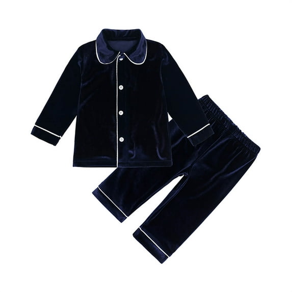 Zpanxa Baby Girl Clothes Outfits, Toddler Baby Kids Christmas Winter Boys Girls Solid Color Long Sleeved Home Wear Clothes Suit Dark Blue 6 Months