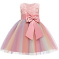 thumbnail image 1 of Zpanxa Baby Girls Bowknot Princess Dress, Little Girls Party Wedding Formal Dresses, Evening Mesh Lace Dress, Kids Pageant Flower Girl Sleeveless Dress, Birthday Gifts for Girls Pink (7-8 Years), 1 of 3