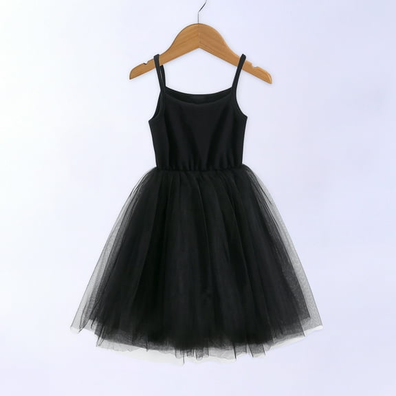 Zpanxa Baby Girls Princess Dress, Little Girls Party Wedding Dress, Lace Embroidered Bowknot Flower Net Dress, Kids Pageant Flower Girl Sleeveless Dress, Christmas Gifts for Girls Black (7-8 Years)