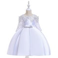 thumbnail image 1 of Zpanxa Baby Girls Princess Dress, Little Girls Party Wedding Dress, Lace Embroidered Bowknot Flower Net Dress, Kids Pageant Flower Girl Sleeveless Dress, Christmas Gifts for Girls White (5-6 Years), 1 of 8