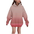 thumbnail image 1 of Zpanxa Big Girls Line Pattern Hooded Sweatshirt, Soft Brushed Interior Pullover with Kangaroo Pocket for School Wear 3-14 Years, 1 of 5
