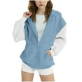 thumbnail image 1 of Zpanxa Big Girls Two-Tone Print Fleece Hoodie, Warm Brushed Lined Pullover with Front Pocket for Winter Activities 4-15 Years, 1 of 4