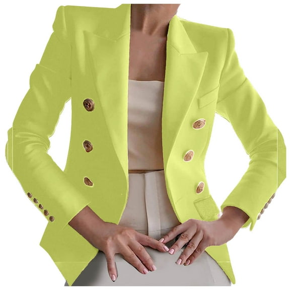 Zpanxa Blazer Jackets for Women Fashion Trendy Business Office Work Solid Button Suit Jacket Coat Outwear Green L