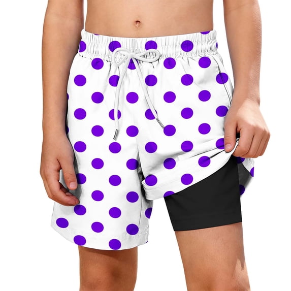 Zpanxa Board Shorts Boys' Summer Casual And Fashionable Beach Sports Shorts With Double Layered Pockets And Printed Shorts Purple 13 Years