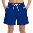 thumbnail image 1 of Zpanxa Boy's Swim Trunks Solid Leisure Sports Beach Shorts with Pockets, Quick Dry Lightweight Blue 10 Years, 1 of 6