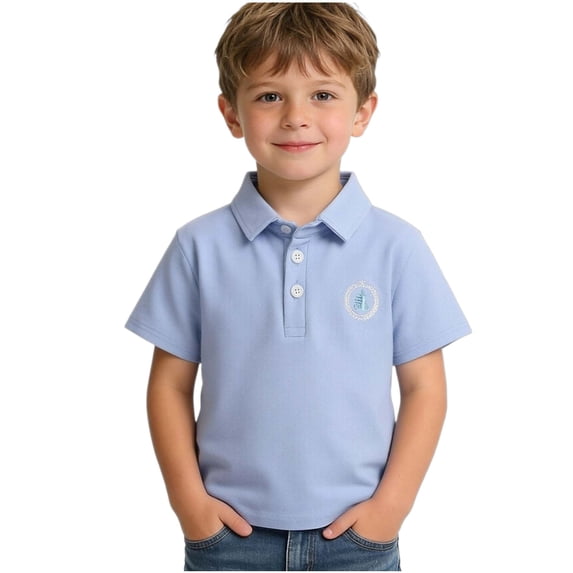 Zpanxa Boys Button Up Shirt Short Sleeve Shirt Summer Turn-Down Collar Top with Sailboat Graphic