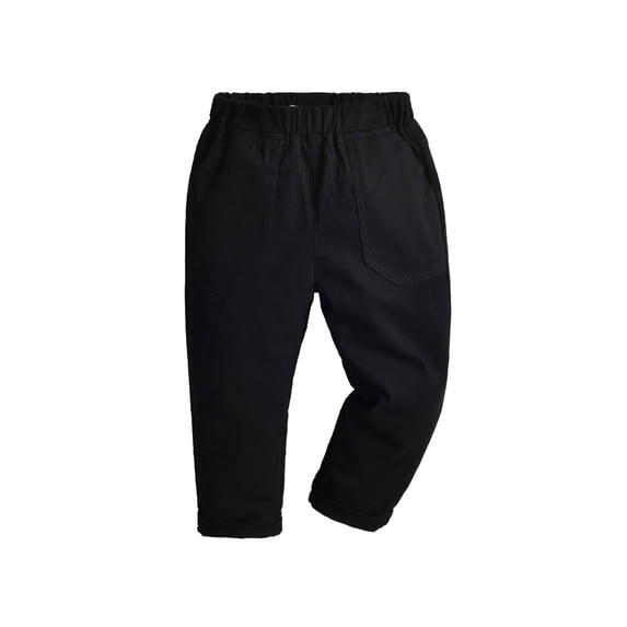 Zpanxa Boys Casual Pinstripe Straight Leg Pants Elastic Waistband Loose Fit Comfortable School Uniform Trousers with Pockets Pants for Boys