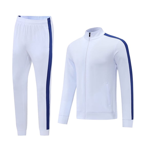 Zpanxa Boys' Clothing Sets Red Full Zip Track Jacket and Jogger Pants with Side Stripes Sportswear Soccer Training Uniform for Kids White 7-8 Years