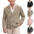 thumbnail image 1 of Zpanxa Boys Double Breasted Lapel Blazer Jacket Kids formal Casual Wedding Party Suit CoatKhaki 1-2 Years, 1 of 9