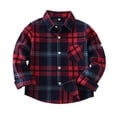 thumbnail image 1 of Zpanxa Boys Girls Plaid Shirt Long Sleeve Button Down Collar Classic Cotton Blend Casual Shirt Jacket Outerwear for Kids 2-13 Years, 1 of 3