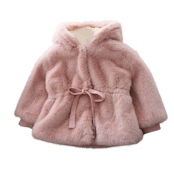 Zpanxa Boys Girls Winter Coats Children's Long Sleeves Round Neck Coat Long Sleeve Bottom Plush Pink 1 Years
