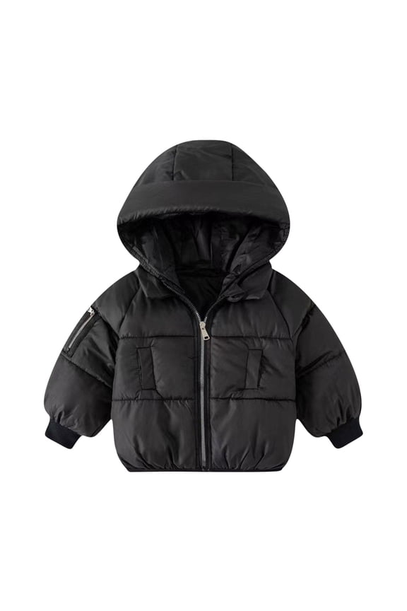 Windproof Floral Ear Hooded Jacket Thermal Insulated Plush Fleece Lined Thickened Winter Coat Snug Fit Warm Outerwear for Ages 12 Months to 6 Years