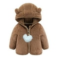 thumbnail image 1 of Zpanxa Boys Girls Winter Coats Toddler Kids Solid Color Cute Long Sleeve Heart Pendant Hooded Coat Jacket Suit Brown 6 Months, 1 of 3