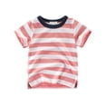 thumbnail image 1 of Zpanxa Boys Shirts, Boy T Shirts, Summer Round Neck Strip Short Sleeve T-shirt Kids Outdoor Daily Tops Red 4 Years, 1 of 3