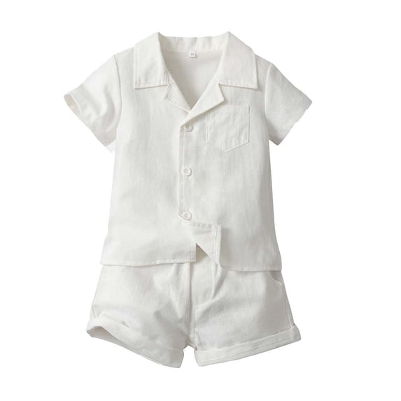 Boys Summer Outfits Short Sleeve Lapel Shirt and Shorts Set Sizes 4 Years