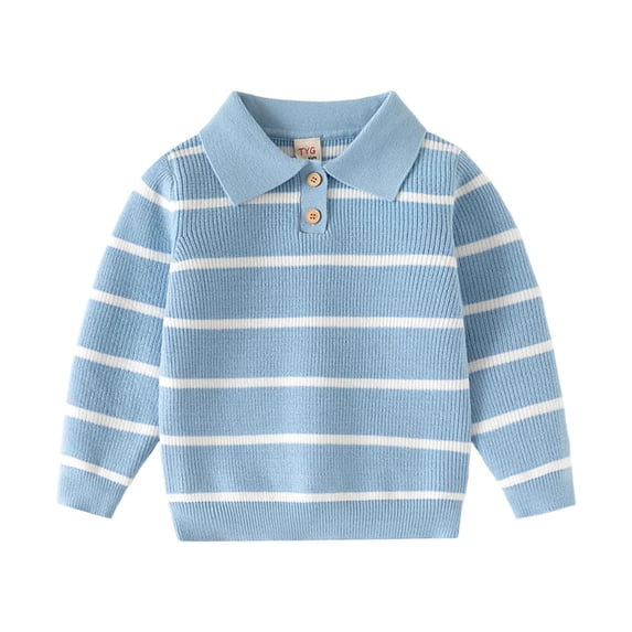 Zpanxa Boys Sweaters Boys Collared Knit Pullover Sweater Long Sleeve Ribbed Collar Casual School Spring Fall Daily Wear Top
