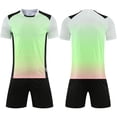 thumbnail image 1 of Zpanxa Boys Teal V-Neck Stripe Soccer Jersey and Navy Shorts Set 2 Piece Athletic Uniform Outfit, 1 of 6