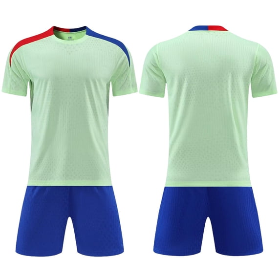Zpanxa Boys Teal V-Neck Stripe Soccer Jersey and Navy Shorts Set 2 Piece Athletic Uniform Outfit