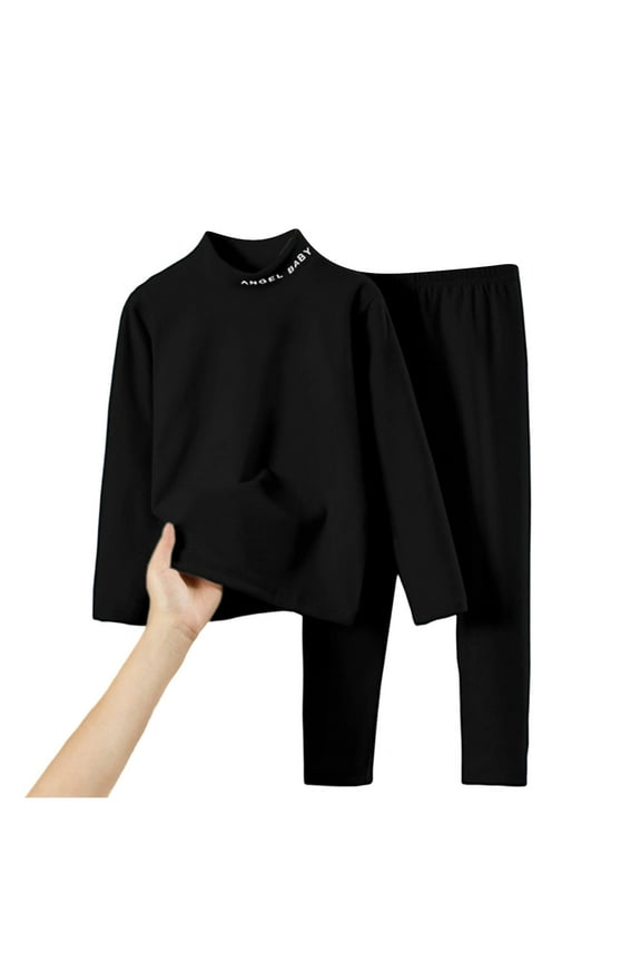 Boys Thermal Base Layer Set Winter Fleece Lined Crew Neck Top and Pants Soft Warm Underwear for Children 5-12 Years Cold Weather
