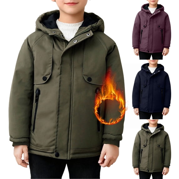 Zpanxa Boys Utility Jackets Boys Tie Dye Camo Hooded Fleece Lined Parka Puffer Coat Kids Wind Resistant Winter Ski Jacket