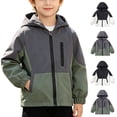 thumbnail image 1 of Zpanxa Boys Windbreaker Jackets Boys Color Block Zip Pocket Hooded Windbreaker Kids Lightweight Water Resistant Spring Fall Jacket, 1 of 9