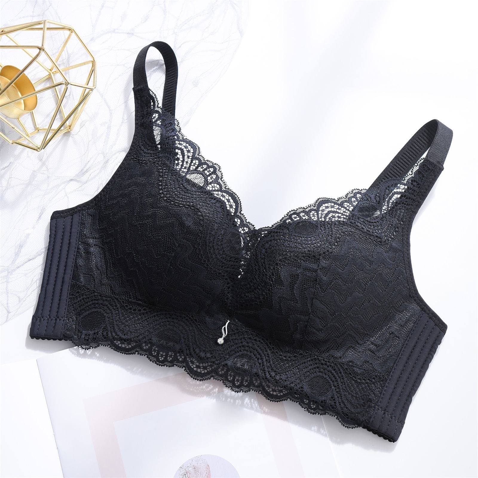 BAWHOWX Bras For Women Simple gathering bra student adjustable breathable  cotton bra underwear solid color no steel ring development period bra (Size  : 32 70, Color : Black) : Buy Online at