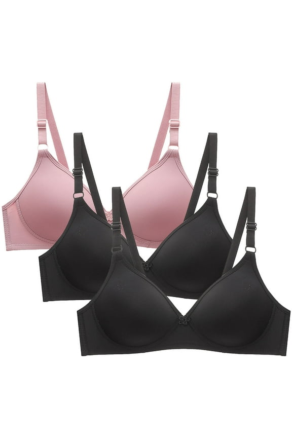 Bras for Women 3pcs Wireless Bras Soild Color Wire Free Pepper Bra Everyday Small Cup Underwear Multicolor G S