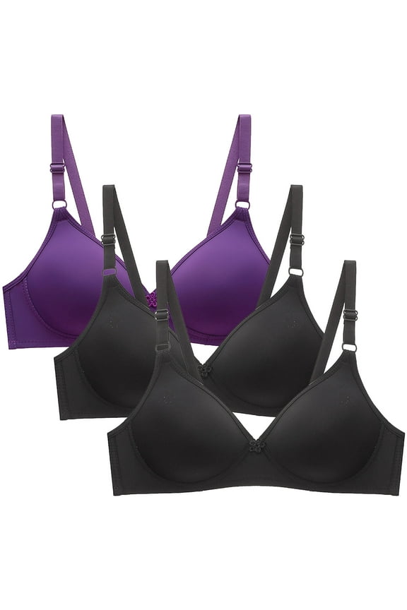 Bras for Women 3pcs Wireless Bras Soild Color Wire Free Pepper Bra Everyday Small Cup Underwear Multicolor H M
