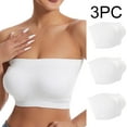 thumbnail image 1 of Zpanxa Bras for Women Bandeau Bra 3PC Wireless Push up Bras Seamless Comfortable Breathable Underwear Tube Top White S, 1 of 7