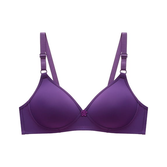 Zpanxa Bras for Women Bra Soild Wire Free Underwear One-Piece Bra Everyday Small Cup Underwear Womens Bras Sports Bra Purple XL
