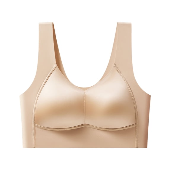 Zpanxa Bras for Women Full Coverage Wireless Seamless Wide Straps Breathable Everyday Bra Khaki 42BC