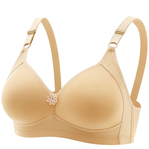 Zpanxa Bras for Women No Underwire Plus Size Wireless Bra with Wide Adjustable Straps Back Closure Smooth Cups and Front Floral Detail Everyday Wear