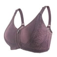 thumbnail image 1 of Zpanxa Bras for Women No Underwire Plus Size Wireless Everyday Bra, Solid Color Lace Accent Front Closure Wide Adjustable Strap Bralette, 1 of 9