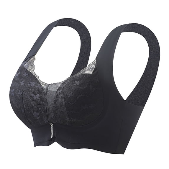 Zpanxa Bras for Women No Underwire Wireless Lace Tank Bra, Wide Straps Push-Up Pullover Everyday Lingerie with Side Support