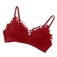 thumbnail image 1 of Zpanxa Bras for Women No Underwire Wireless Lace V-neck Bra with Crisscross Front Straps Pullover Solid Color Padded Everyday Bralette, 1 of 5