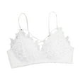 thumbnail image 1 of Zpanxa Bras for Women No Underwire Wireless Lace V-neck Bra with Crisscross Front Straps Pullover Solid Color Padded Everyday Bralette, 1 of 3