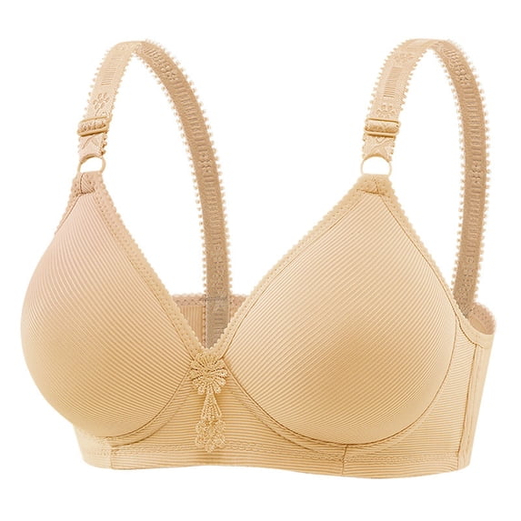 Zpanxa Bras for Women Plus Size Wireless Bra with Wide Adjustable Straps Back Closure Smooth Cups and Front Floral Detail Everyday Wear