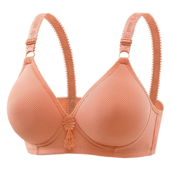 Zpanxa Bras for Women Plus Size Wireless Bra with Wide Adjustable Straps Back Closure Smooth Cups and Front Floral Detail Everyday Wear